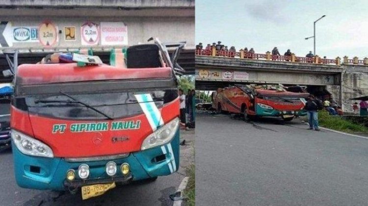 Polisi Buru Sopir Bus Tabrak Flyover Padang Panjang Hingga Terbelah