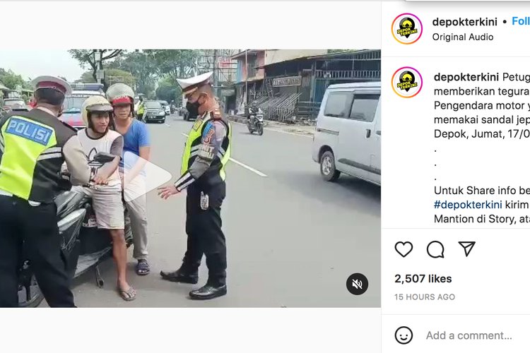 Viral! Video Pengendara Motor Pakai Sandal Jepit Di Depok, Dapat Surat Teguran Dari Polisi