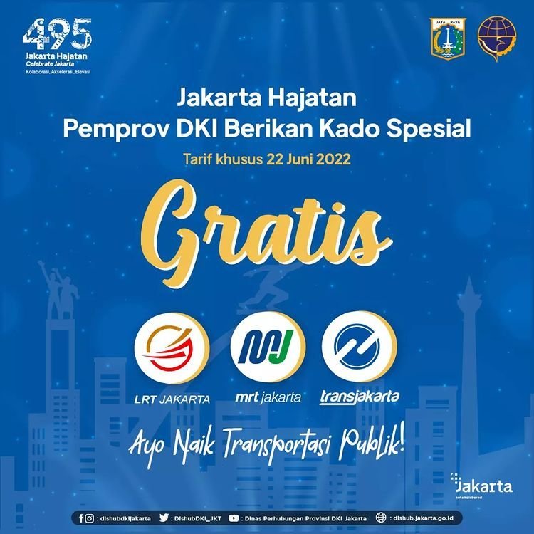 HUT DKI Jakarta 2022, Pemprov DKI Gratiskan Tarif MRT Dan Transjakarta