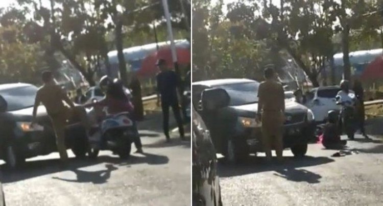 Polisi Tangkap PNS Penendang Motor Wanita Sampai Terjatuh