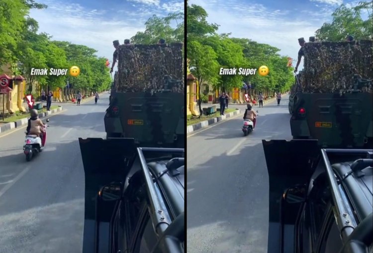Viral! Video Emak-emak Terobos Rombongan TNI-Polri