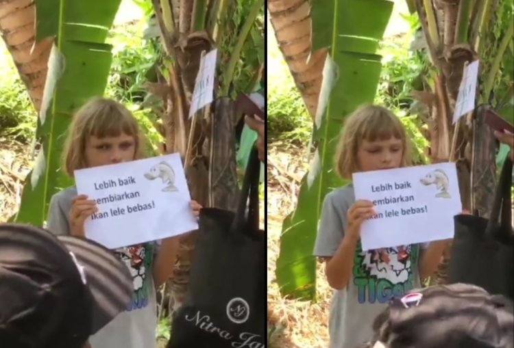Bocah Bule di Bali Jadi Aktivis Lele, Tulis 'Bebaskan Lele' di Tempat Pemancingan