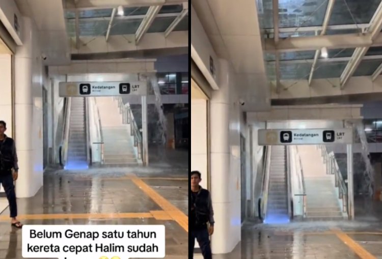 Viral Atap Stasiun LRT Bocor, Netizen: Kayak Air Terjun Jewel Changi