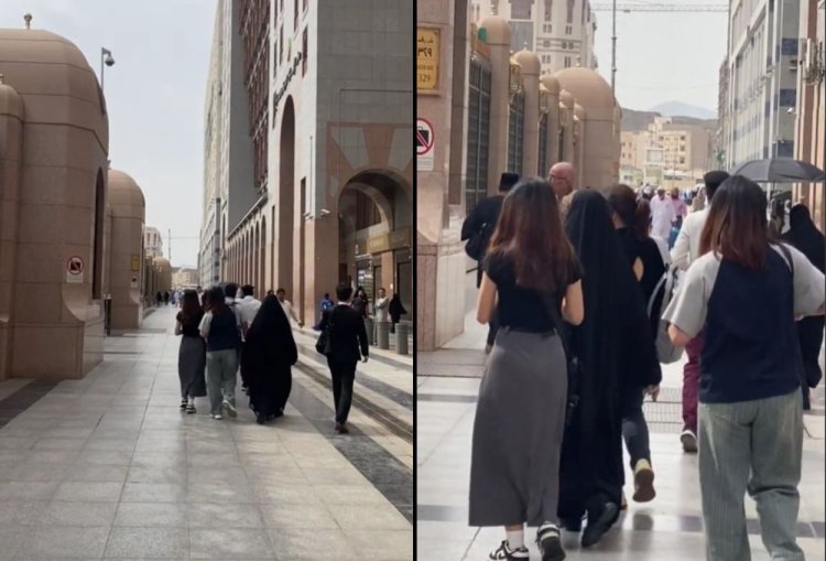 Viral! Turis Wanita Gak Pake Hijab Saat Berjalan di Masjid Nabawi