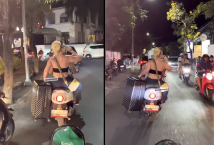 Viral Bule di Bali Naik Motor Pakai Bikini dan Tak Pakai Helm