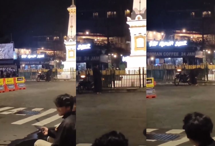 Viral Video Orang Salat di Tengah Jalan Menghadap Tugu Yogyakarta
