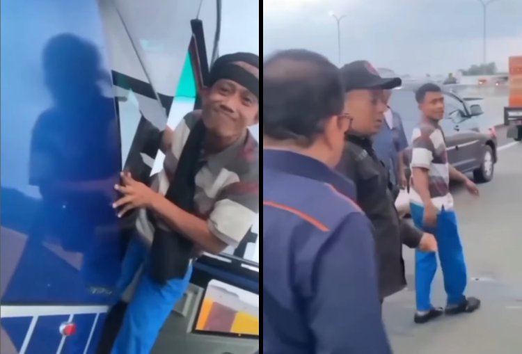 Viral Video Sopir Bus Tujuan Bogor Cekcok di Tol Cigombong